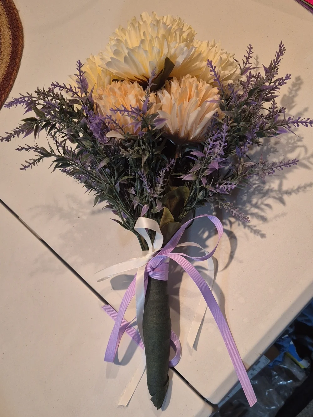 Cream and Lavender Artificial Flower Bouquet - Home Accents